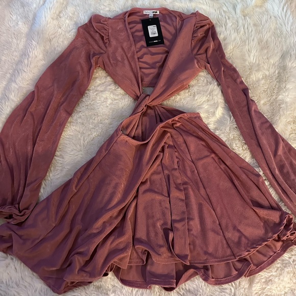 Pink Fashion Nova Long Sleeve Cutout Flirty Mini Dress - Picture 5 of 5